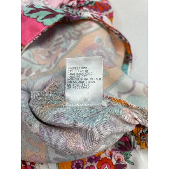 Rachel Zoe Wrap Top Womens XS Boho Long Sleeve Floral Colorful Pink Green - Picture 9 of 11